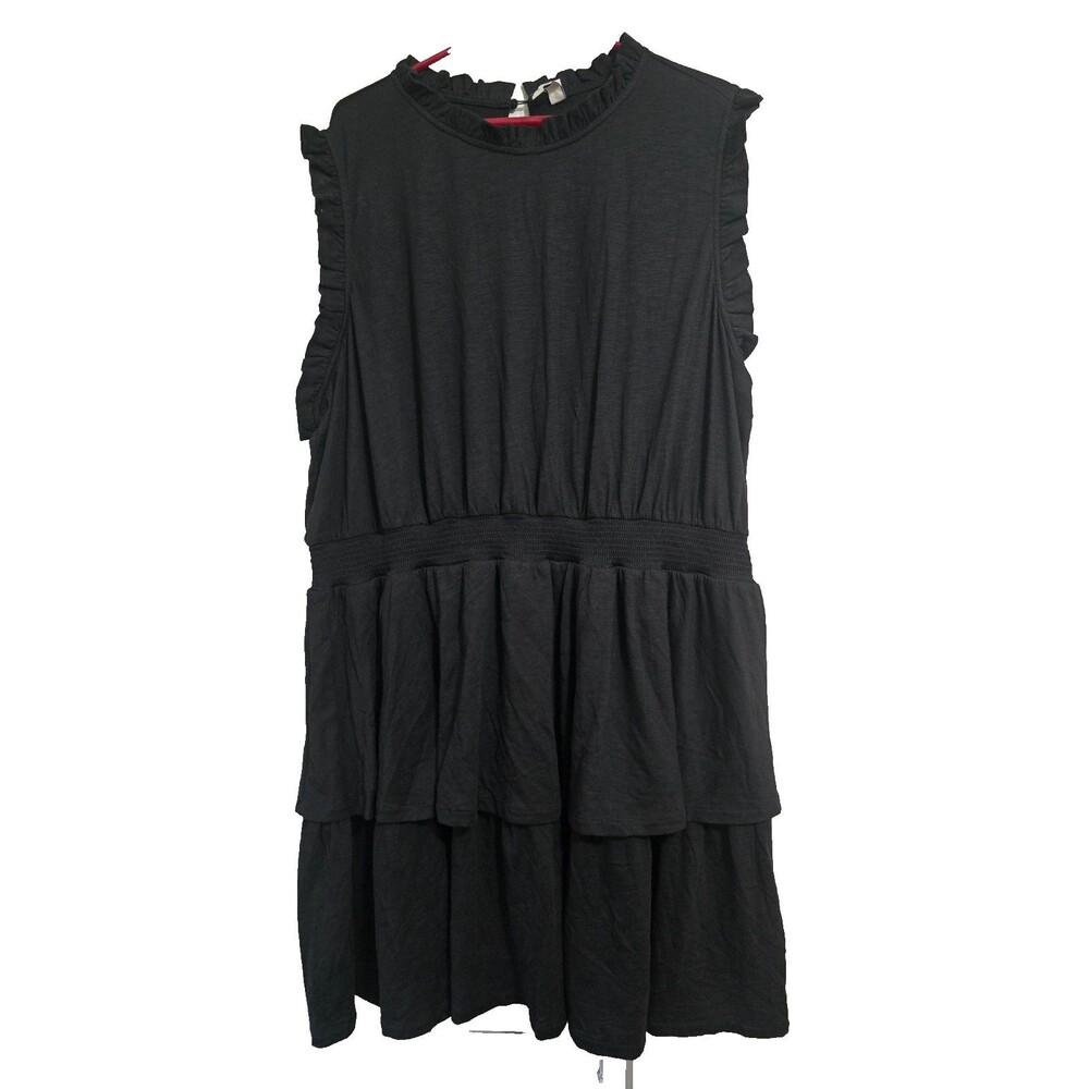 Torrid Belle Isle Mini Dress 4X (26) Black High Neck Tiered Ruffle NWT